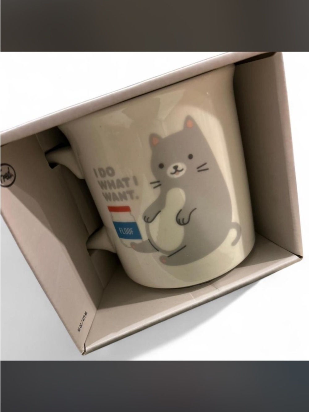 White Ceramic Cat Mug with 'I Do What I Want' Text
